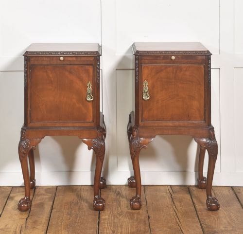 Pair of Chippendale Style Mahogany Bedside Cabinets