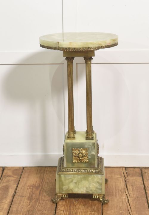 Neoclassical Onyx and Gilt Brass Pedestal Table