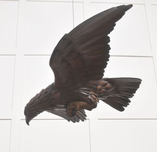 Large Black Forest Carved Wood Eagle