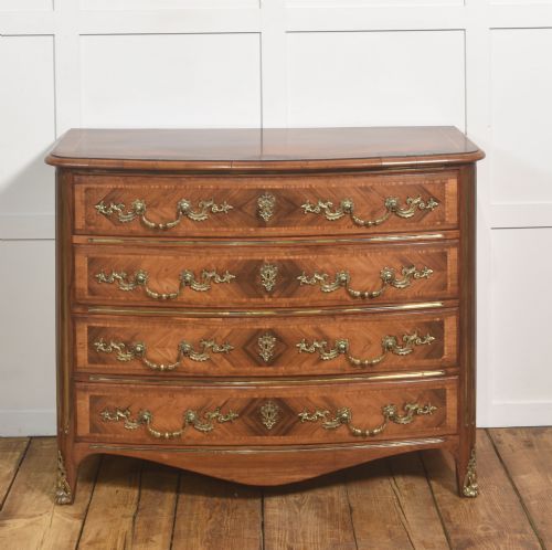 French Louis XV Style Marquetry Serpentine Chest of Drawers