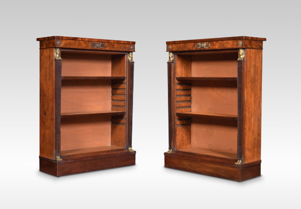 Pair of regency mahogany open bookcases