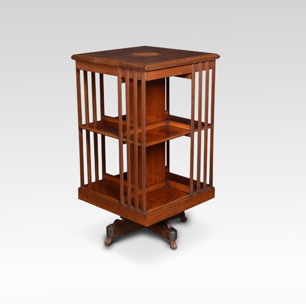 Edwardian mahogany inlaid revolving bookcase