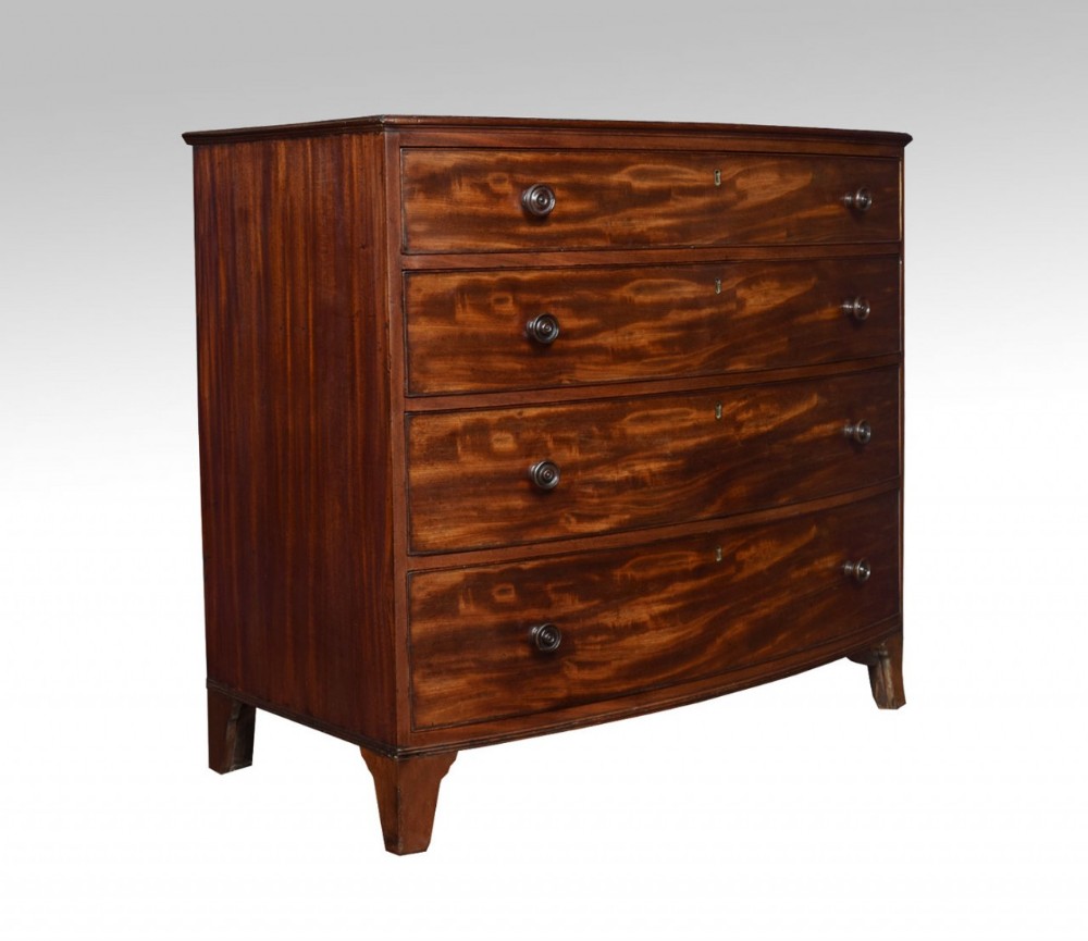 Regency mahogany bow front chest of draws