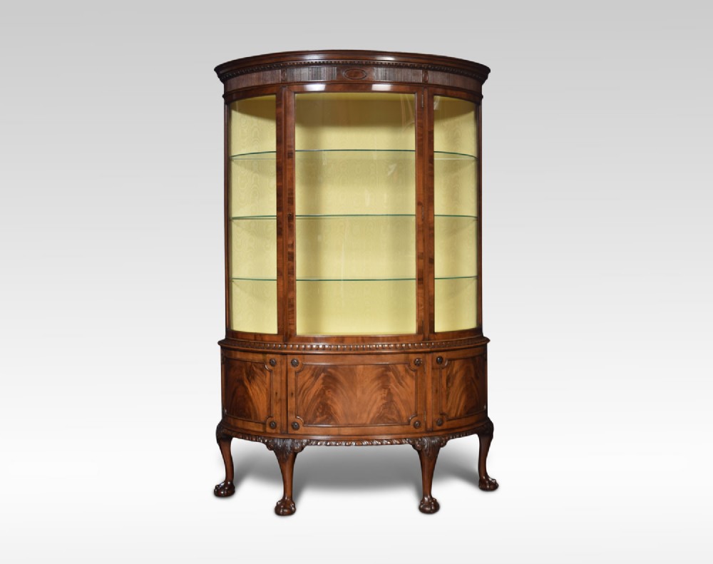 Flame mahogany bow fronted display cabinet