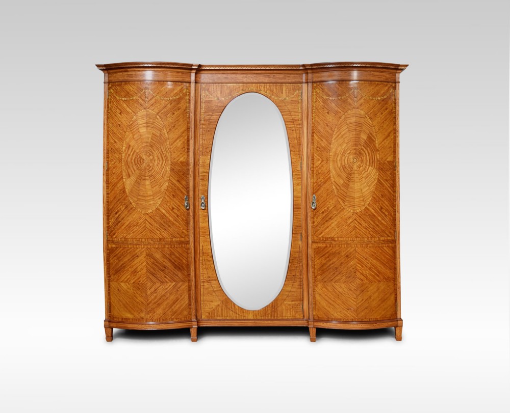 Late 19th Century satinwood Sheraton revival wardrobe