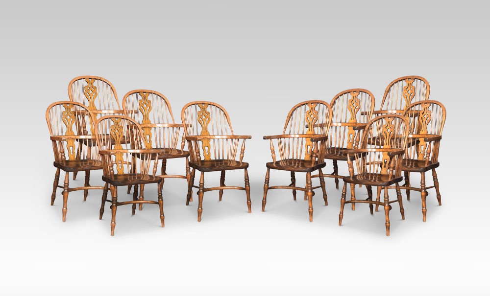Set of ten Windsor armchairs