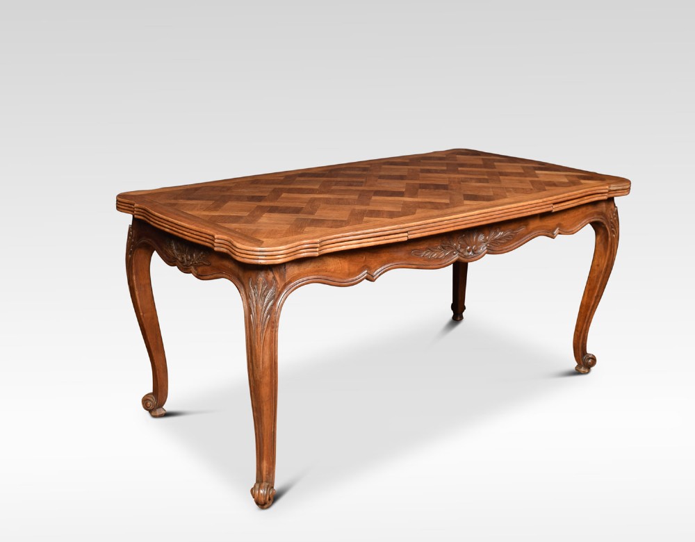 Walnut Parquetry French draw leaf table