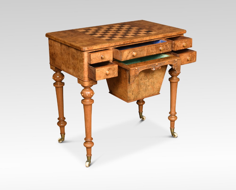 19th Century figured walnut games table