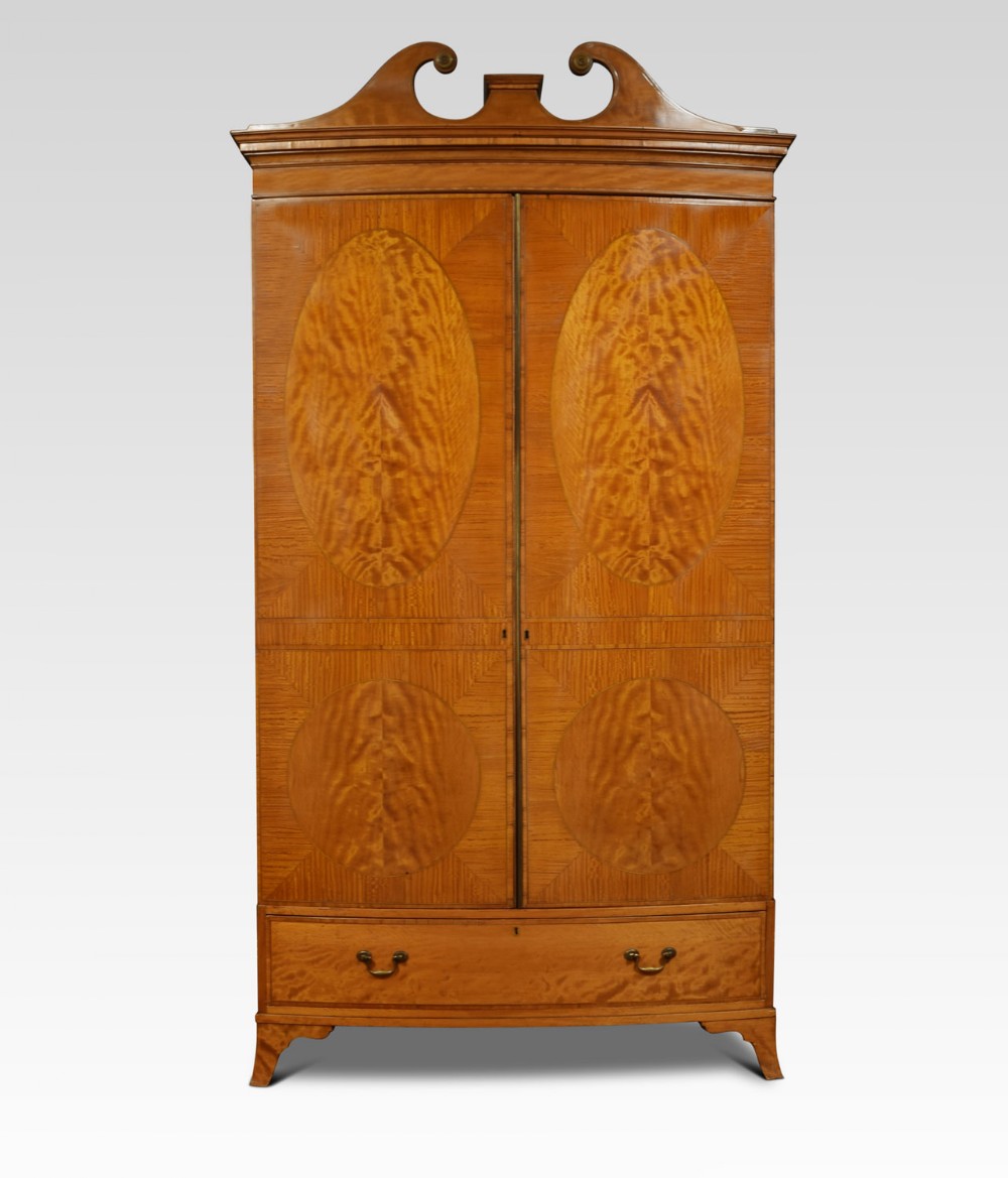 Satinwood bow fronted two door wardrobe