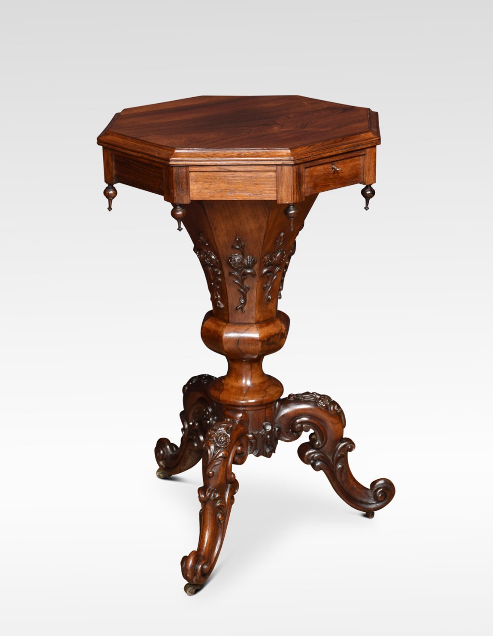 Early Victorian rosewood octagonal sewing table