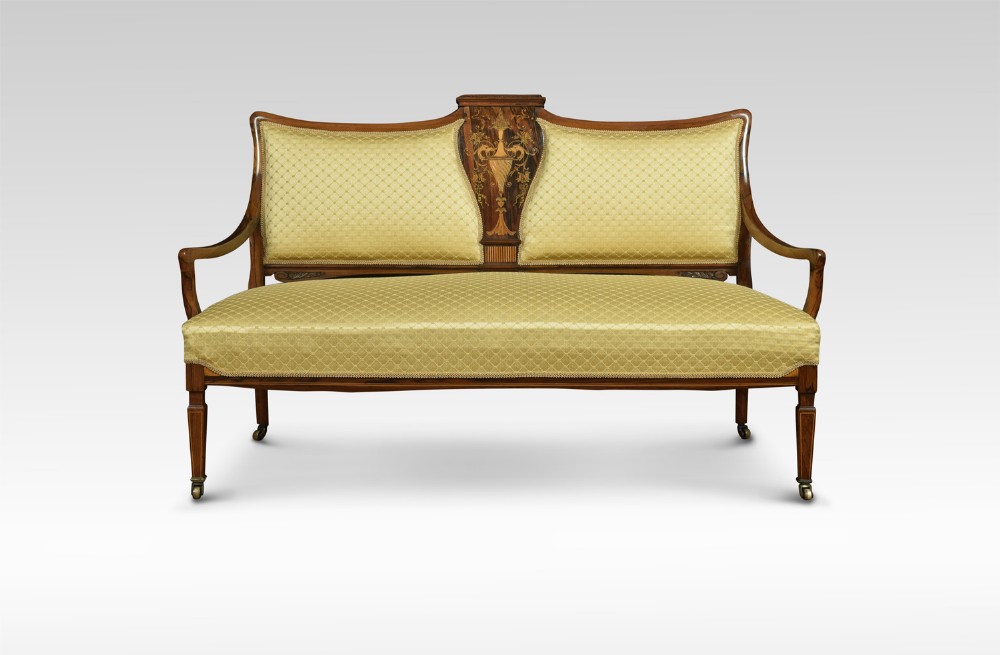 Edwardian inlaid rosewood two seater settee