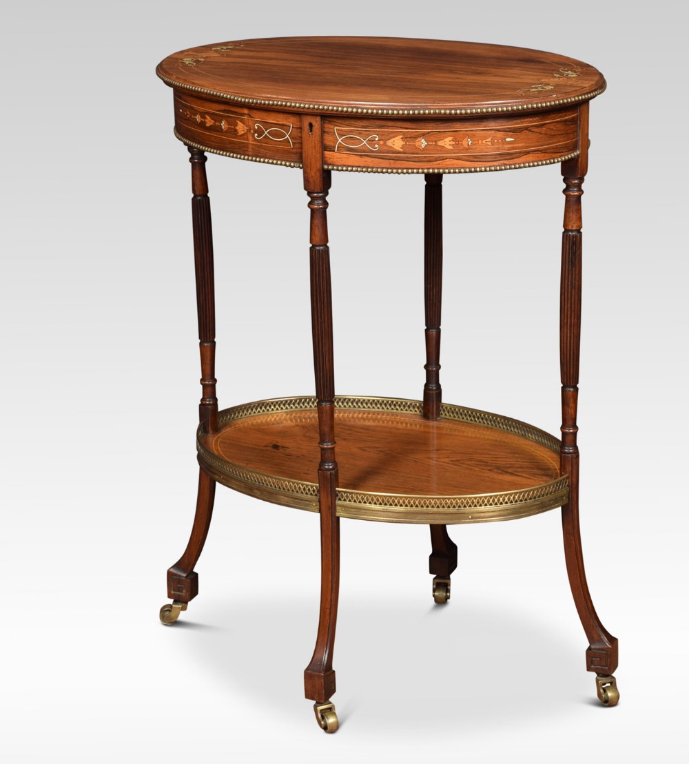 Rosewood inlaid oval jewellery table