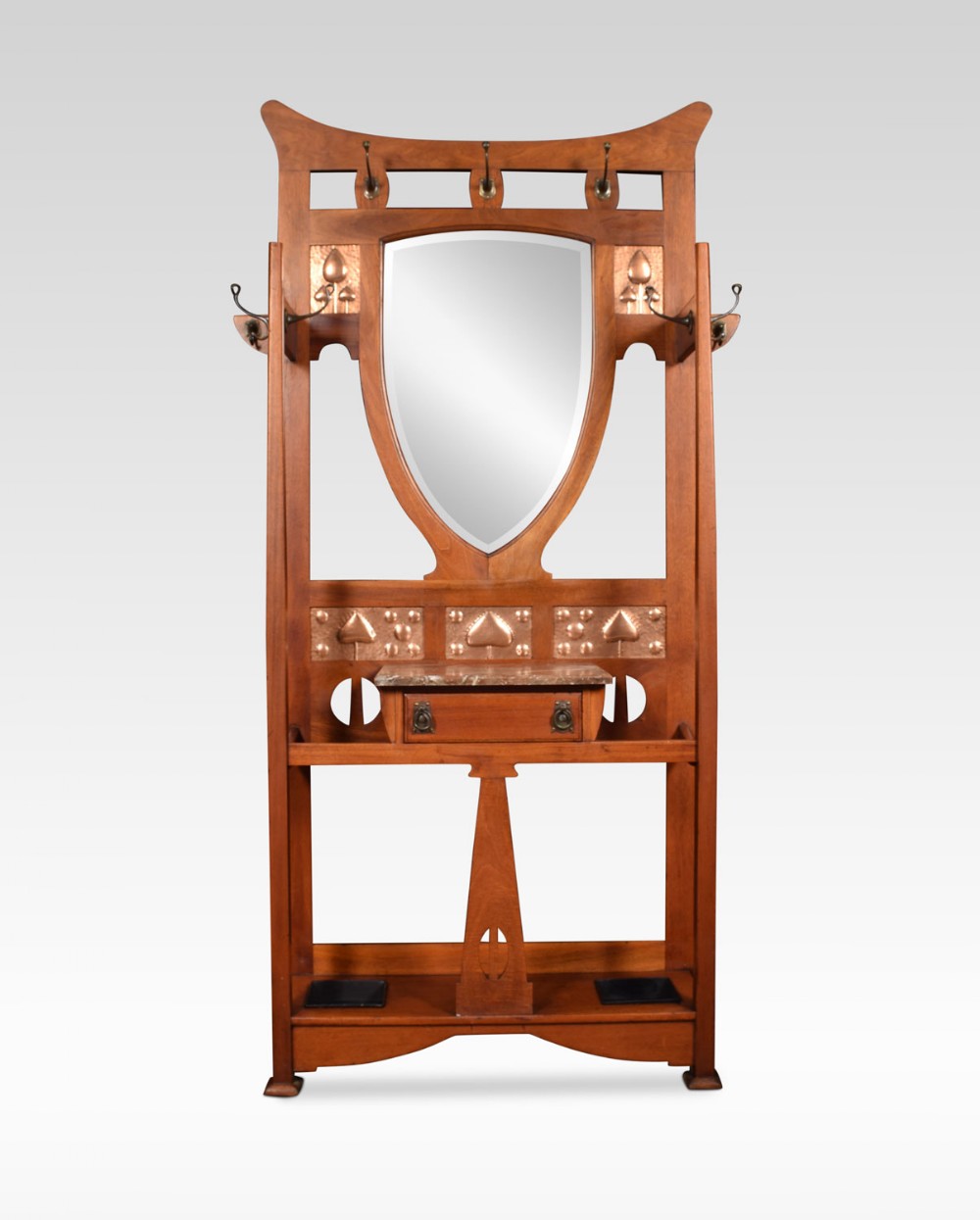 Arts and Crafts mahogany hall stand