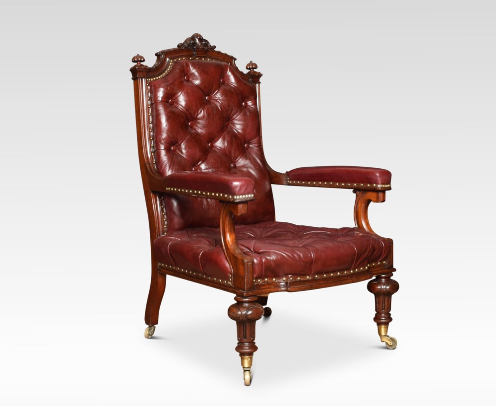 Victorian mahogany leather upholstered club armchair