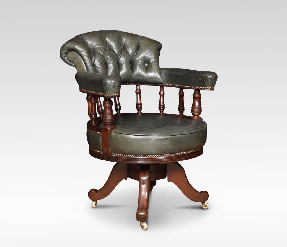 Mahogany framed captains office chair