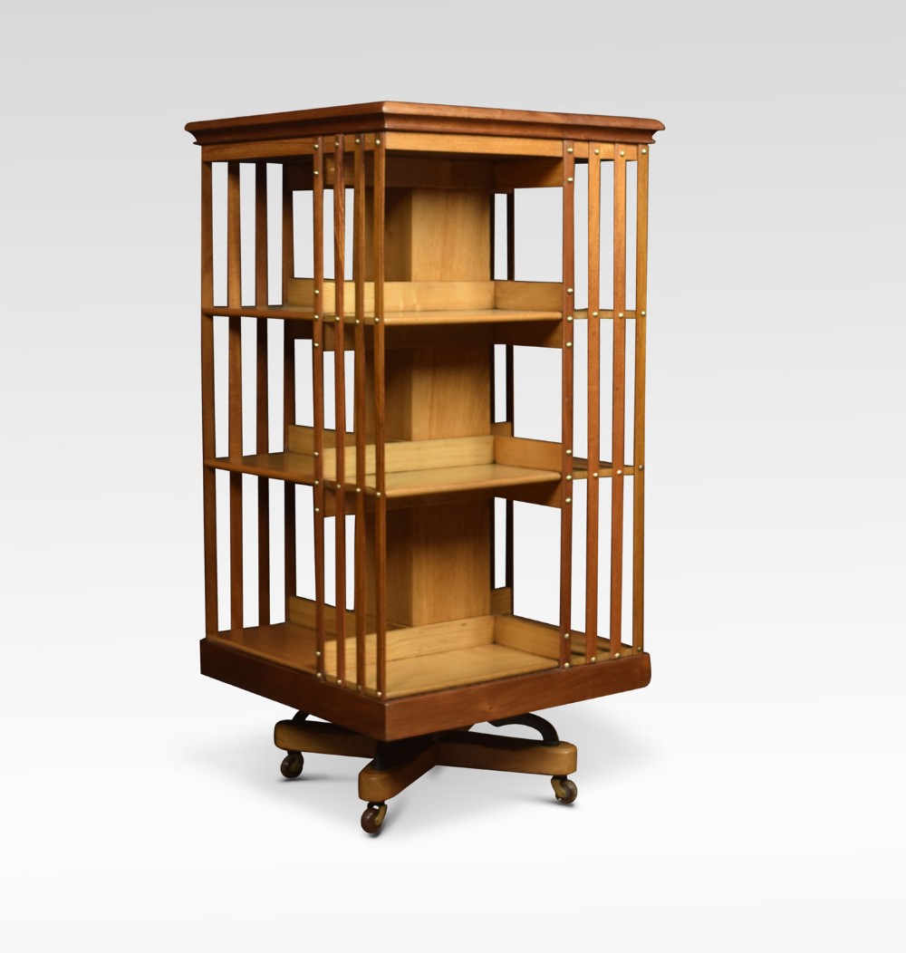 walnut and ash three-tier revolving bookcase