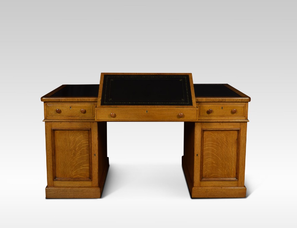 Substantial Victorian oak partners desk