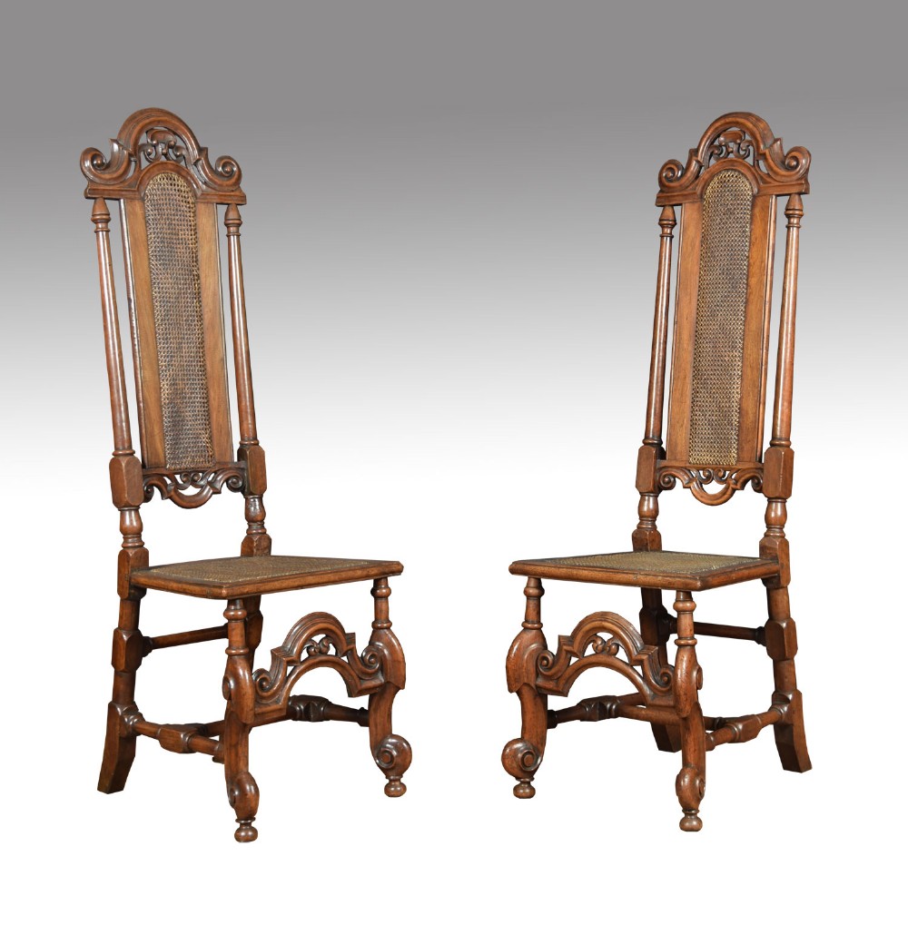 17th century walnut high back chairs