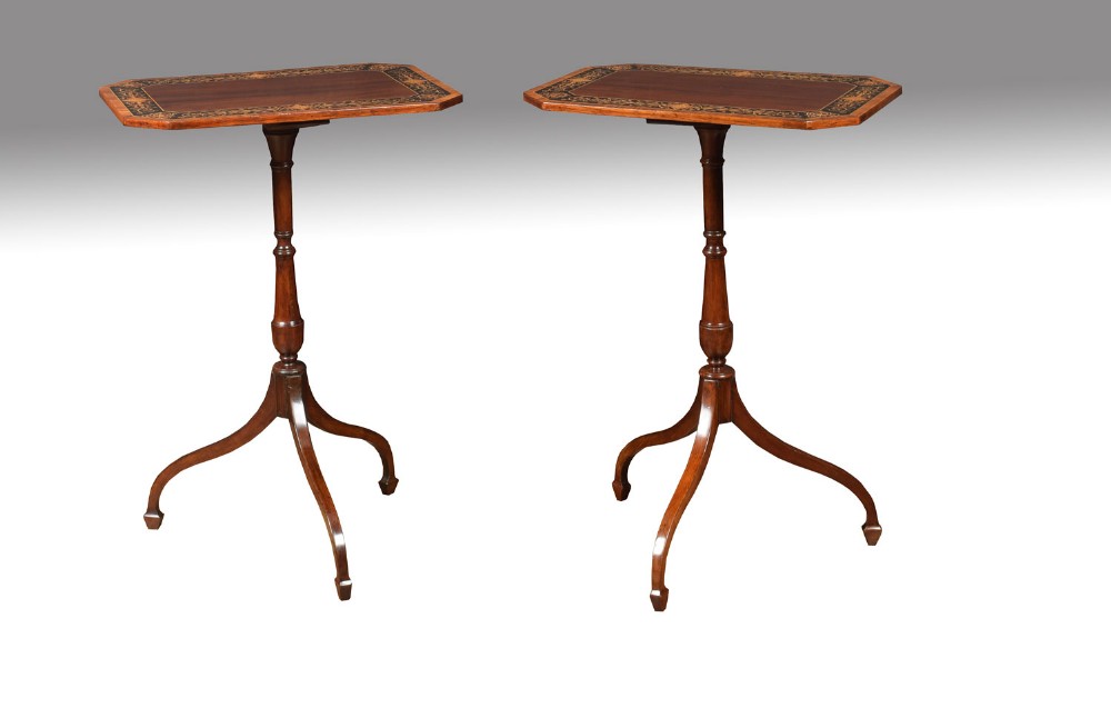 Pair of Sheraton revival lamp tables