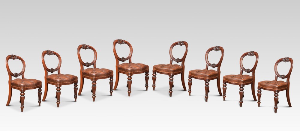 set of eight Victorian mahogany balloon back dining chairs