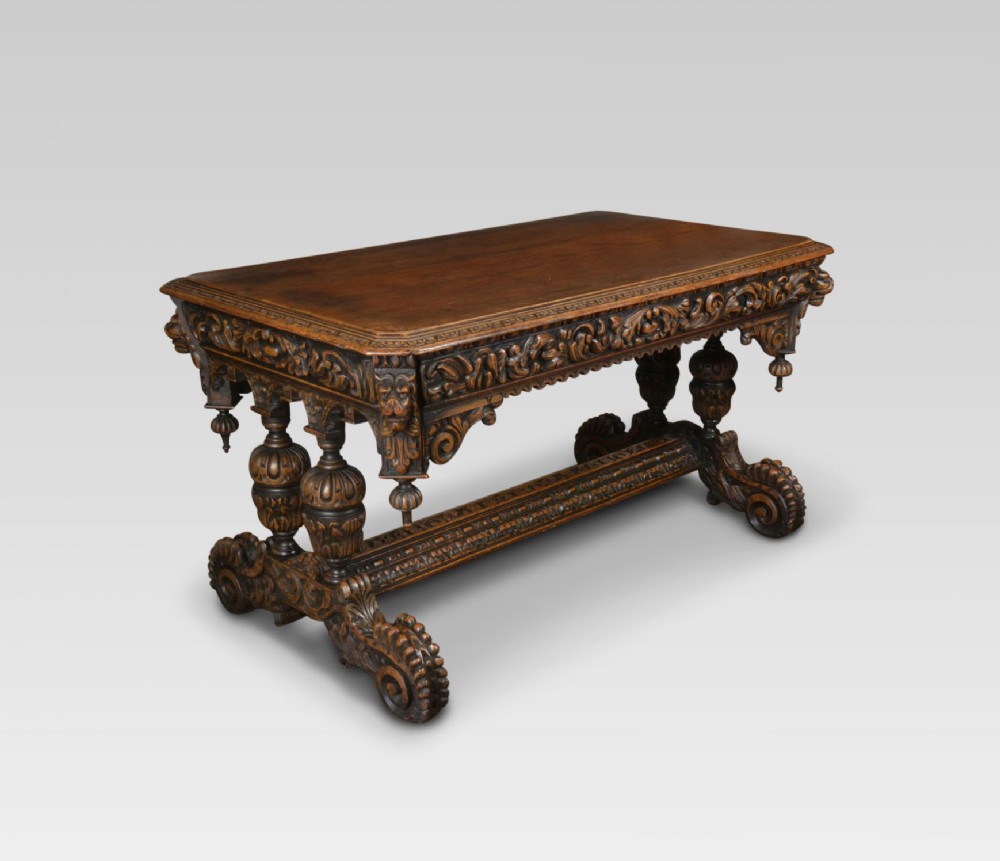 Victorian carved oak library table