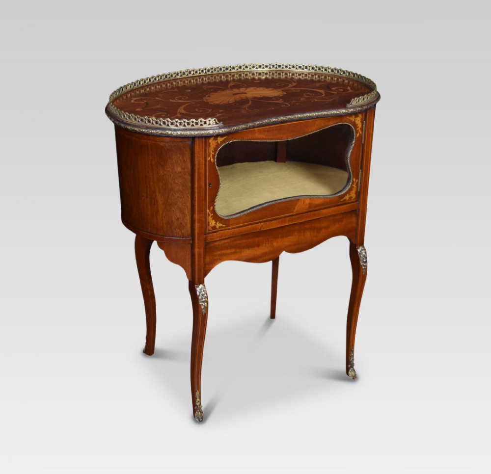 Edwardian inlaid mahogany kidney shaped cabinet