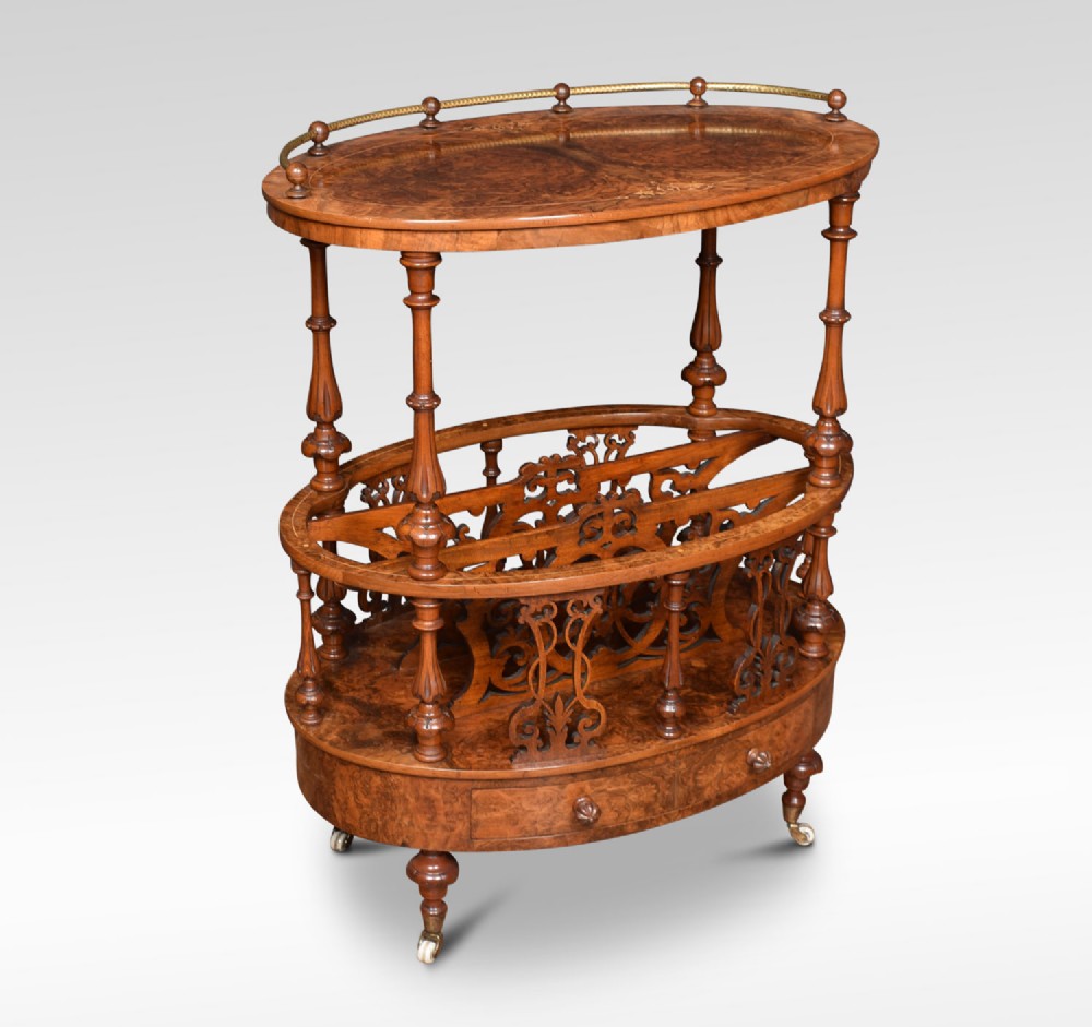 Walnut and inlaid oval Canterbury