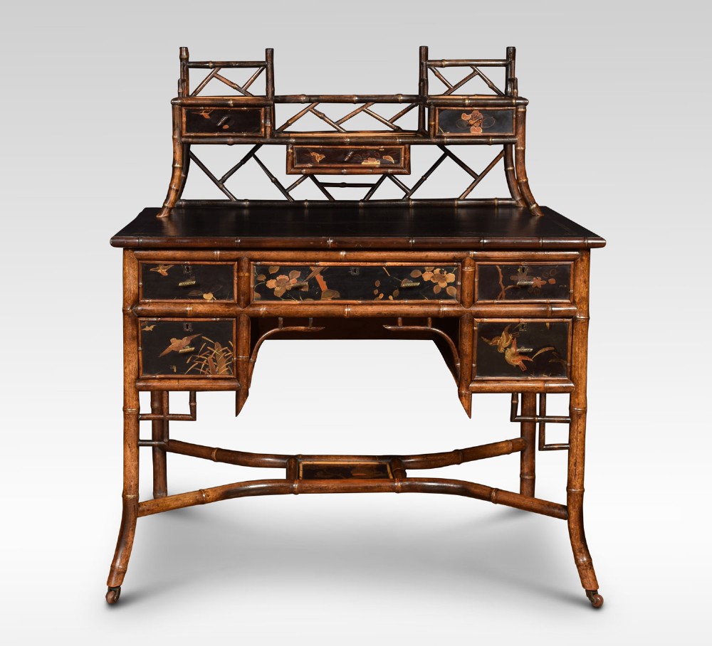Bamboo black lacquered writing desk