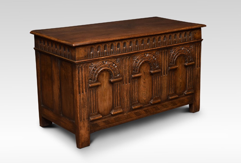 Oak carved coffer chest