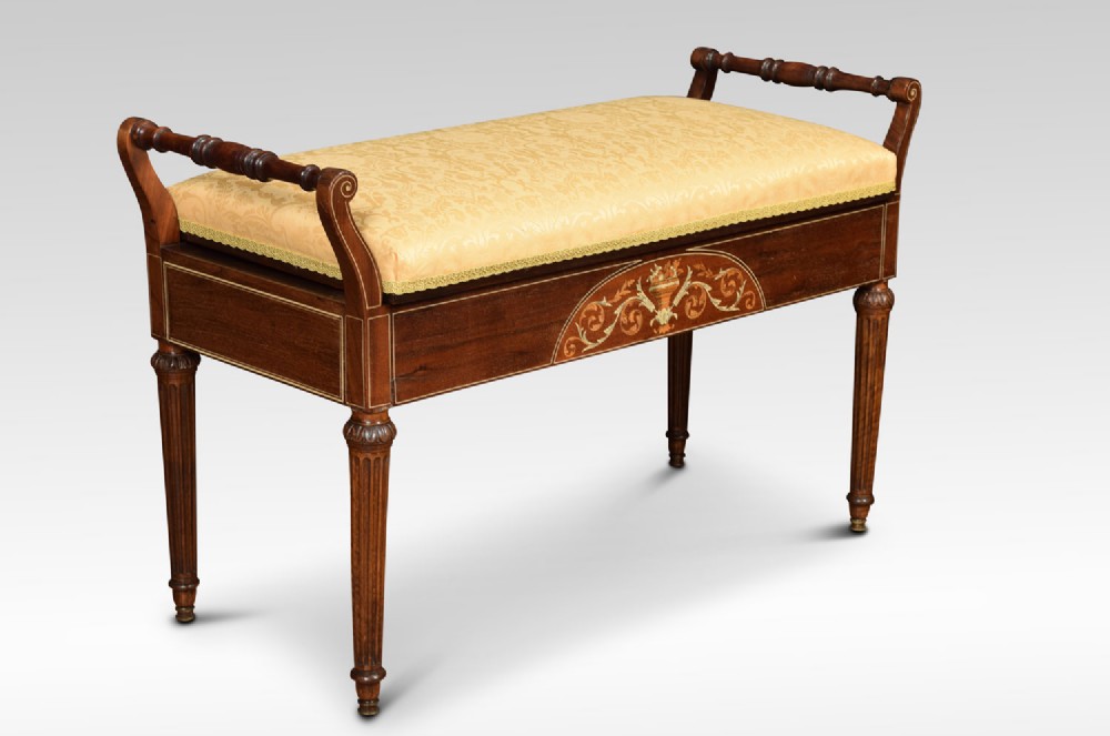 Late 19th century mahogany inlaid duet stool