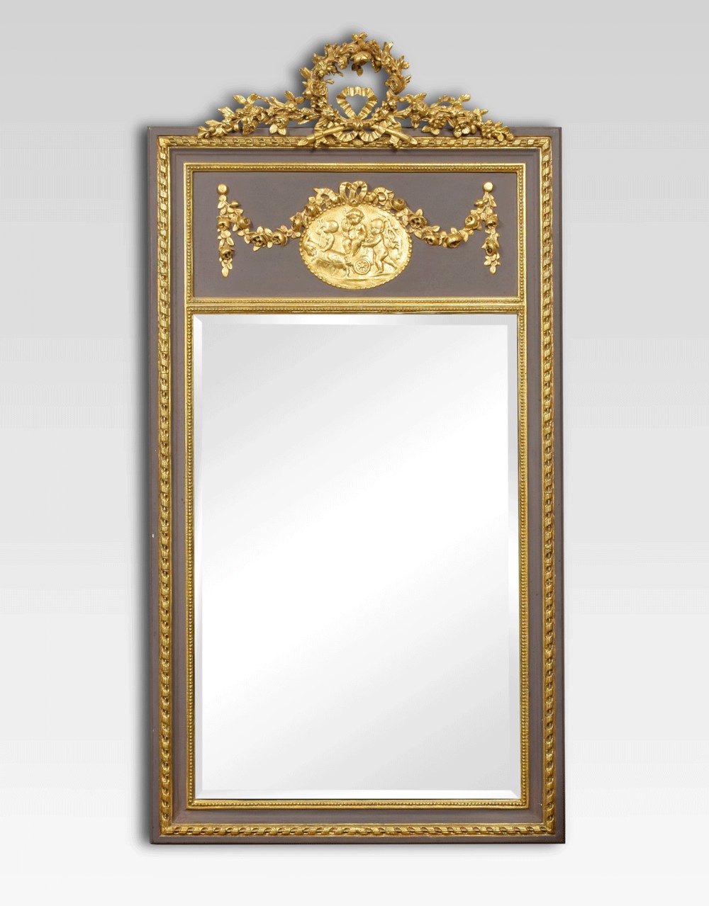 French painted and gilt pier mirror
