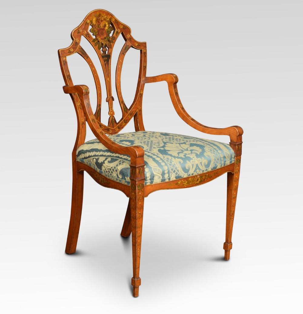 late 19th century Sheraton revival satinwood armchair