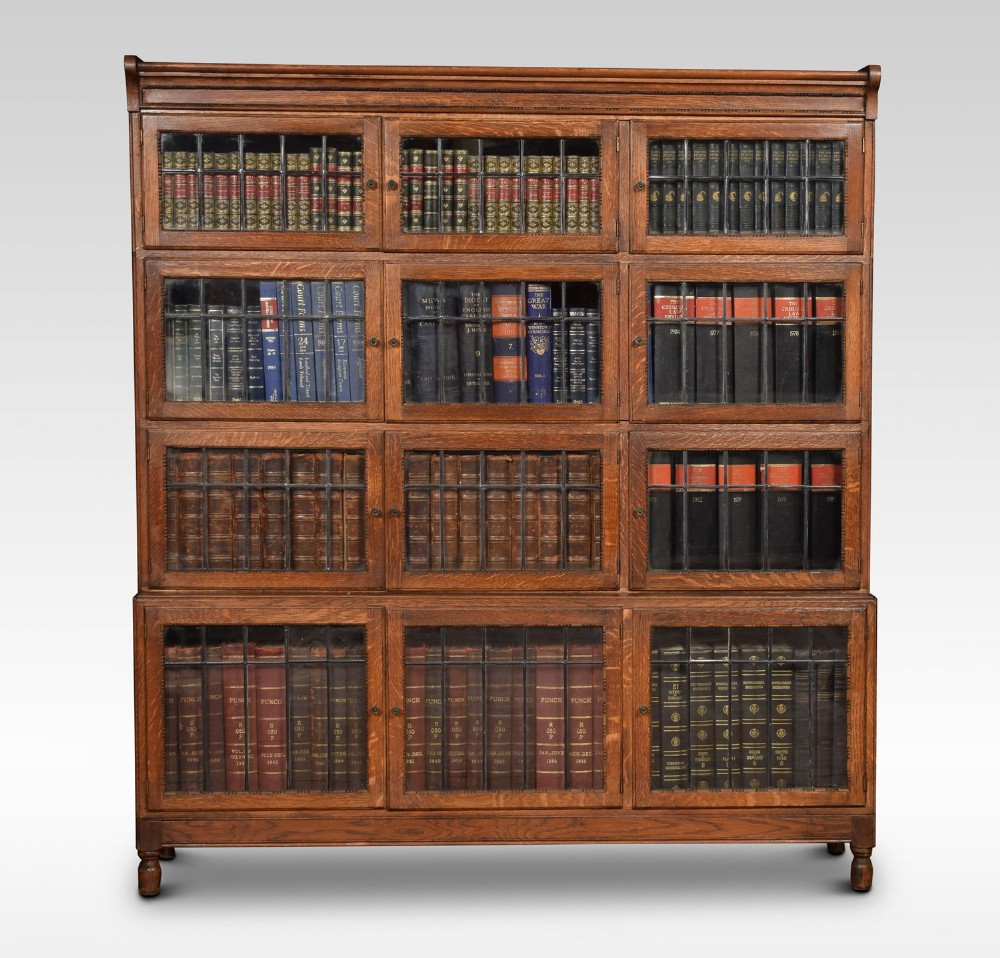 Large oak sectional bookcase