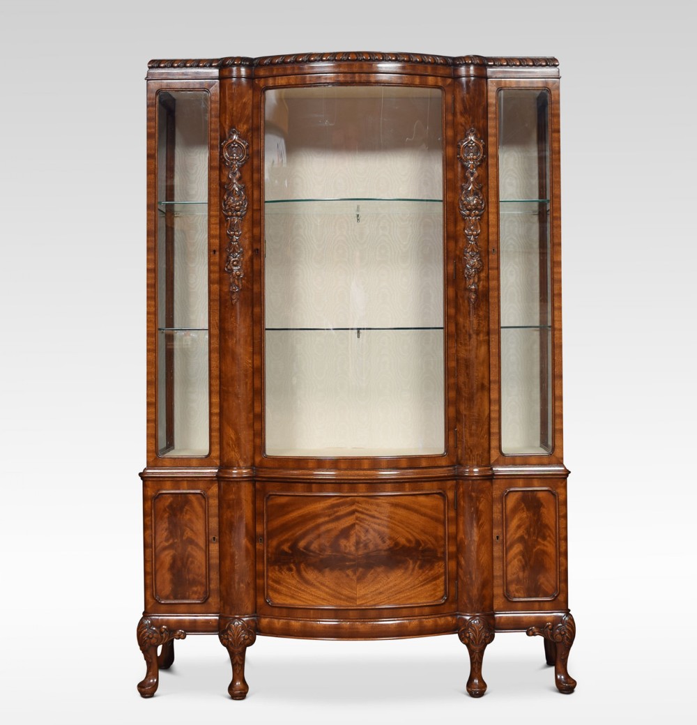 Chippendale revival mahogany bow fronted display cabinet