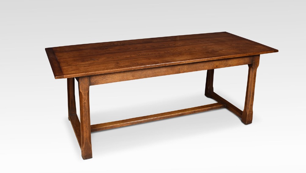 Gothic revival oak plank top refectory table
