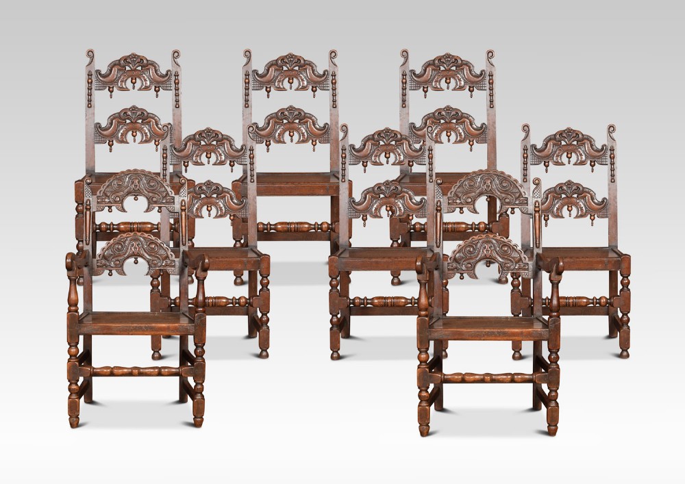 Set of eight oak Yorkshire dining chairs