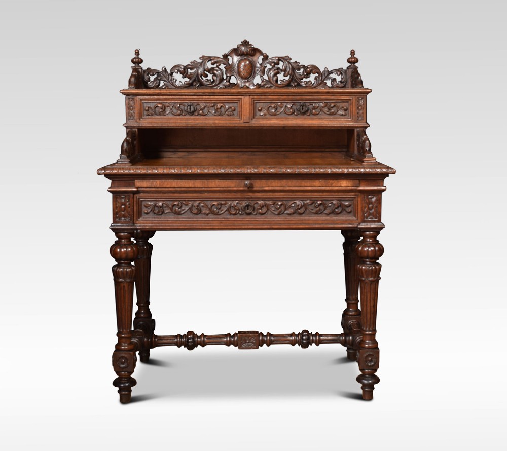 19th Century oak parquetry writing desk
