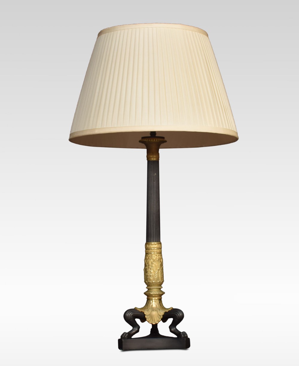 Empire style gilt metal table lamp