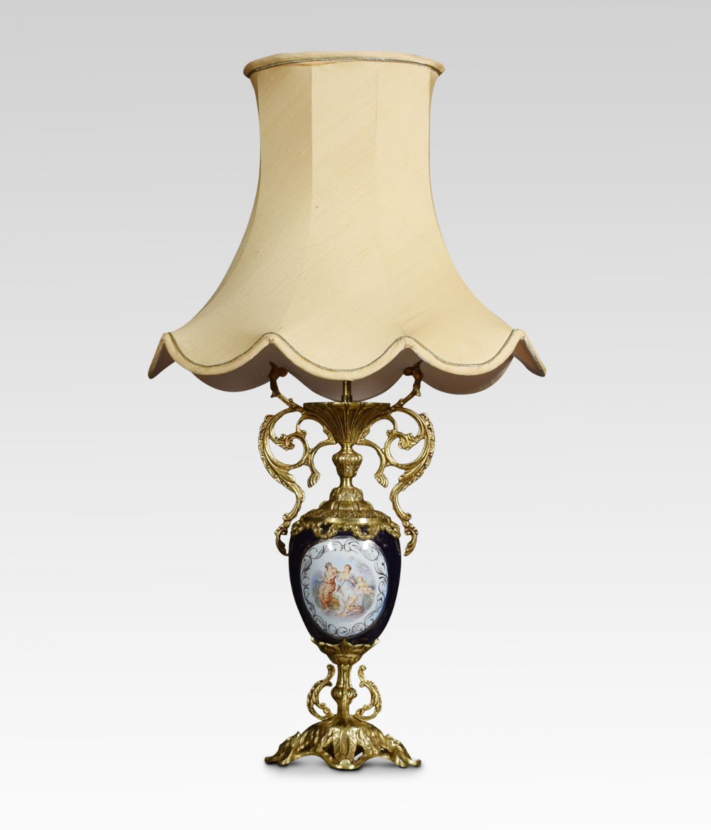 Sevres style French porcelain and ormolu table lamp
