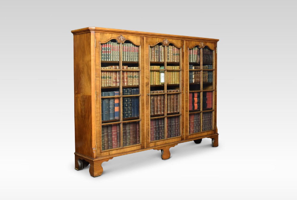 Walnut glazed bookcase