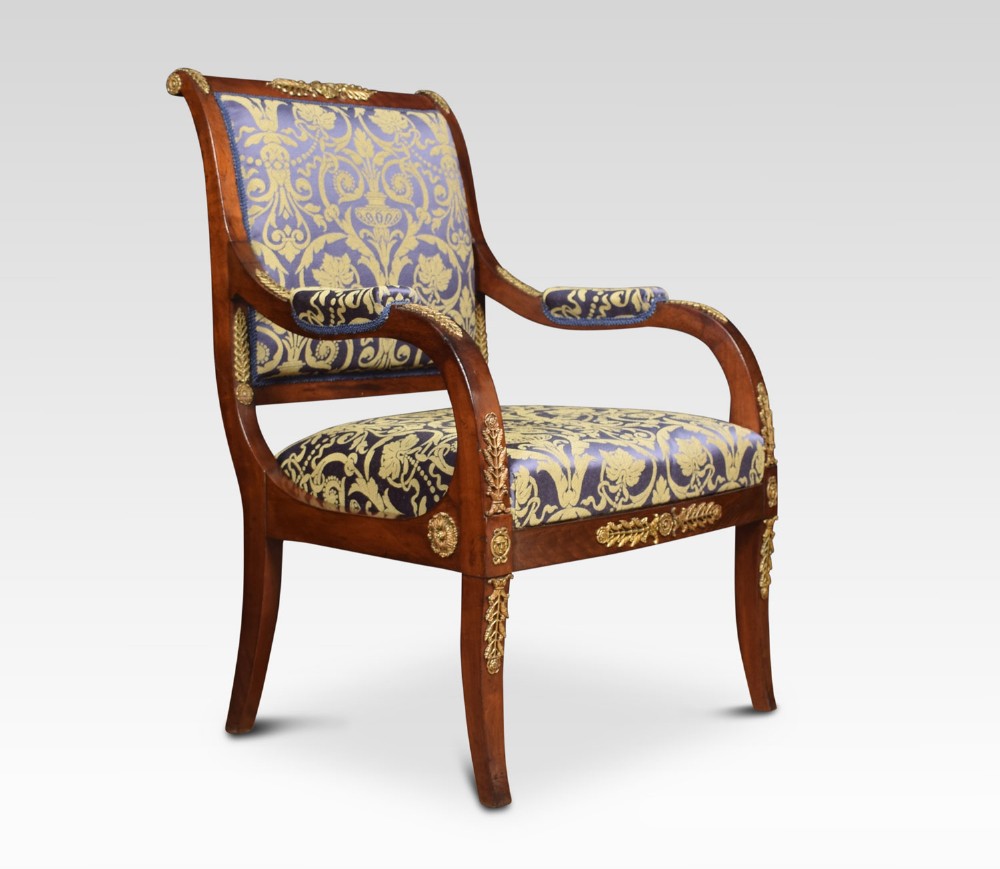 Mahogany gilt metal mounted armchair