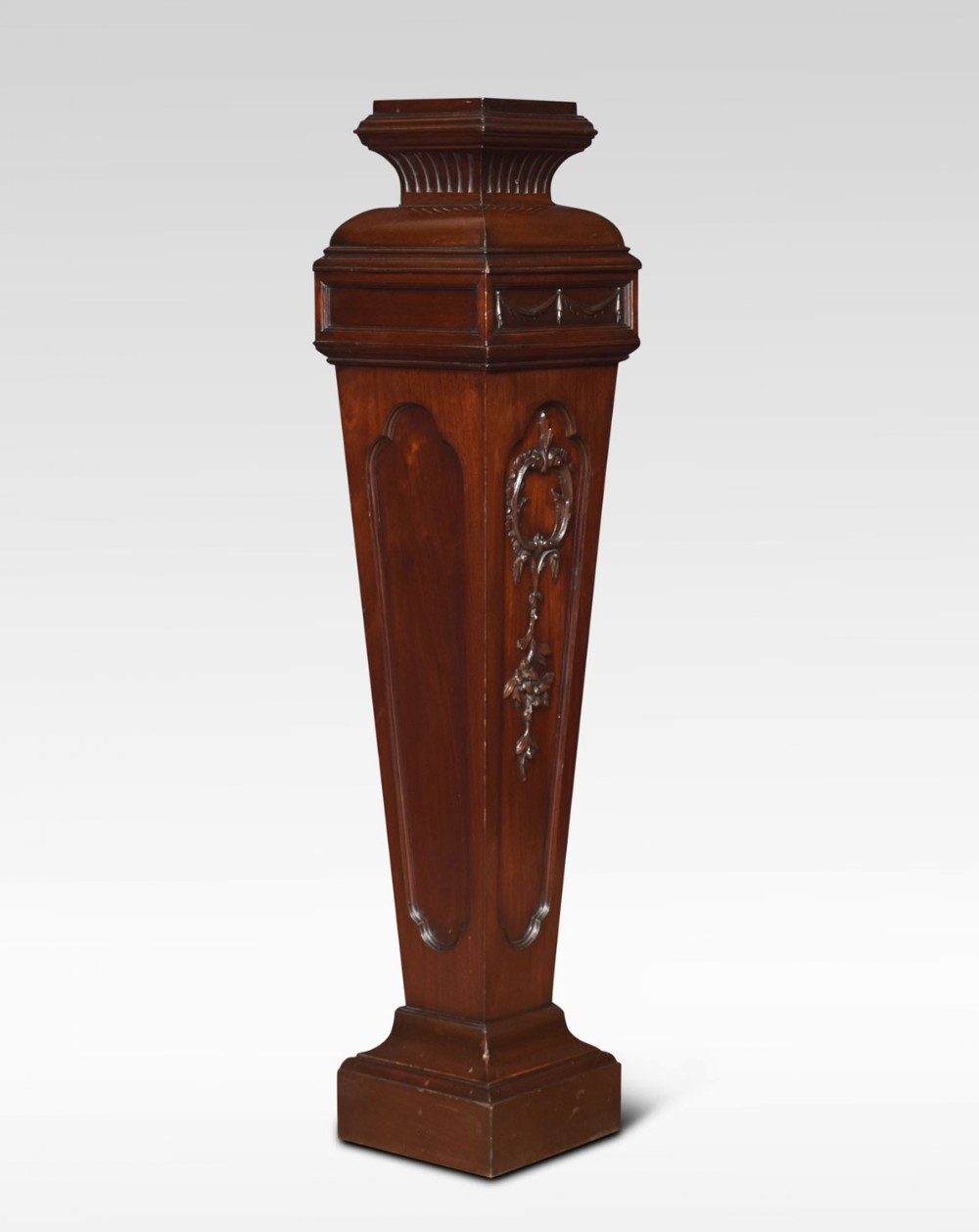 Walnut pedestal torchere stand