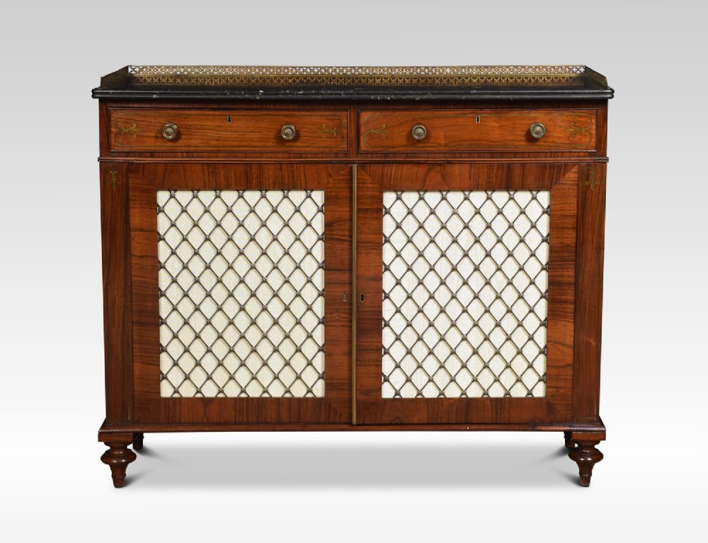 Regency brass inlaid rosewood side cabinet
