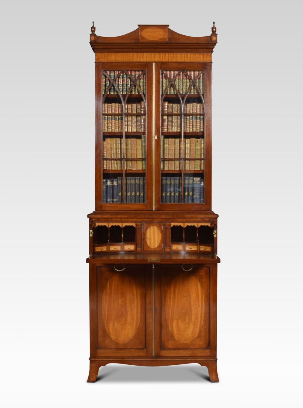 Sheraton revival mahogany secretaire bookcase