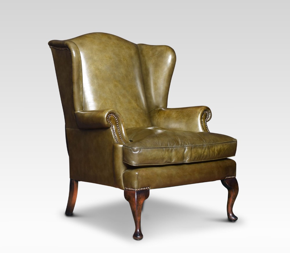 Georgian style leather wingback armchair