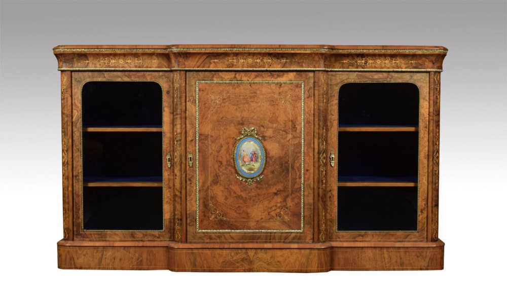 19th century figured walnut credenza