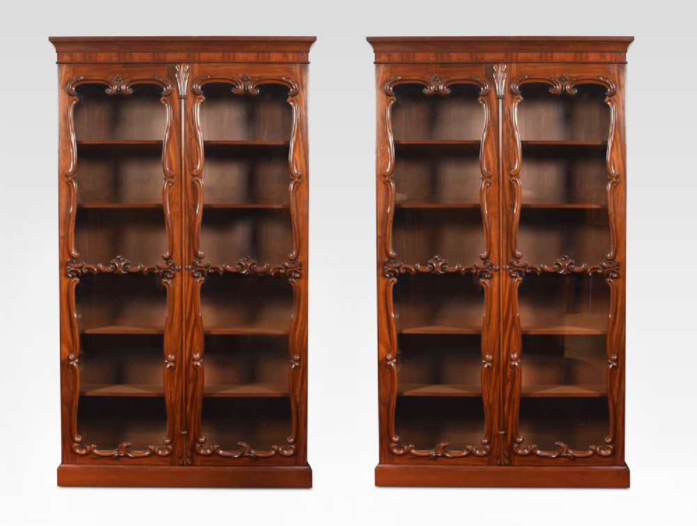 Pair of Rococo Revival mahogany bookcases