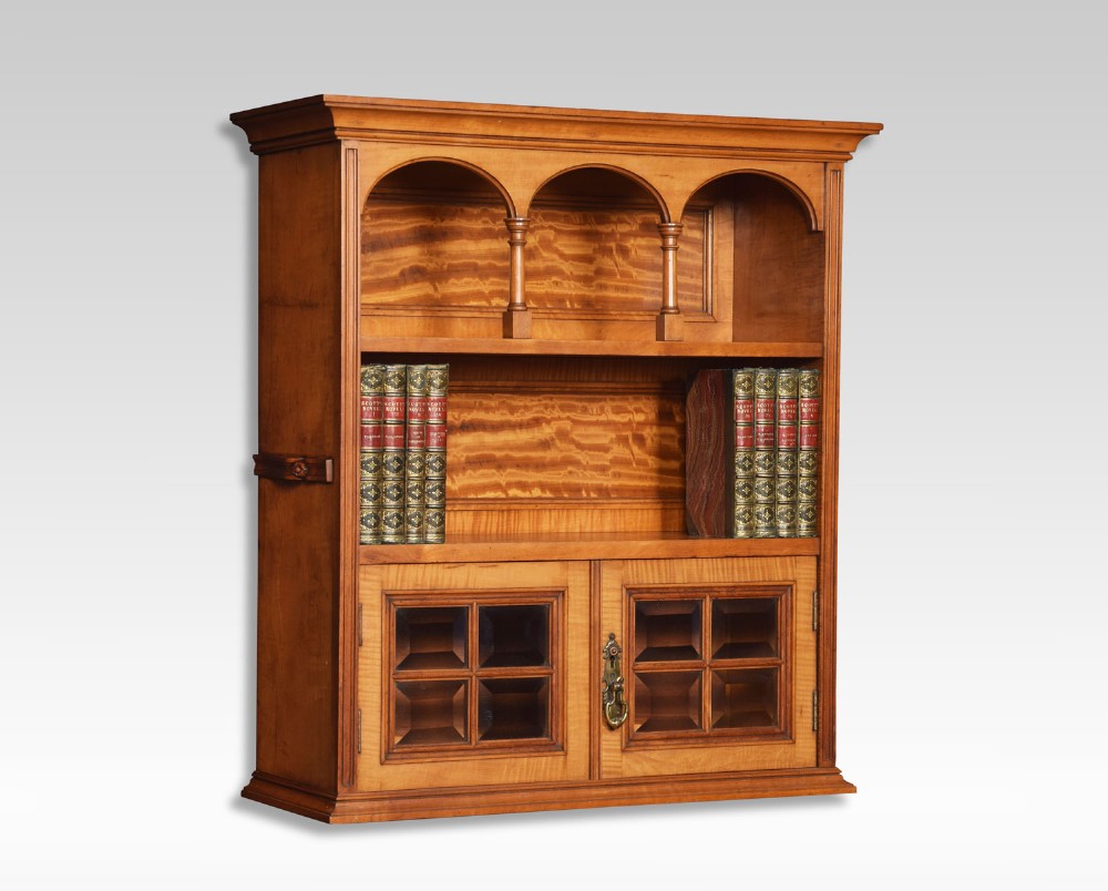 Satinwood wall hanging bookcase