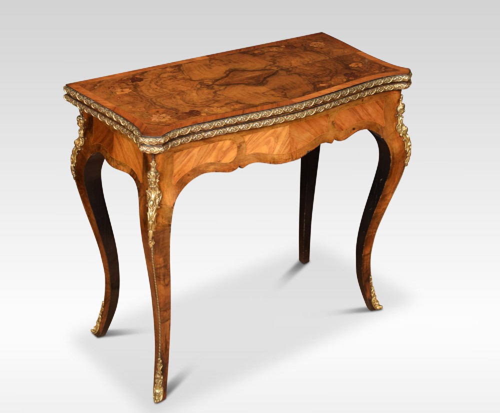 19th century burr walnut and kingwood card table