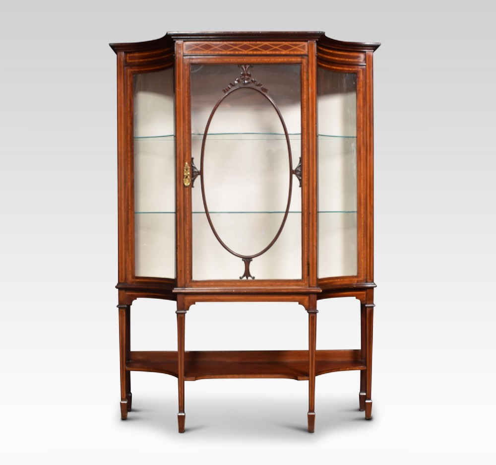 Edwardian inlaid mahogany display cabinet